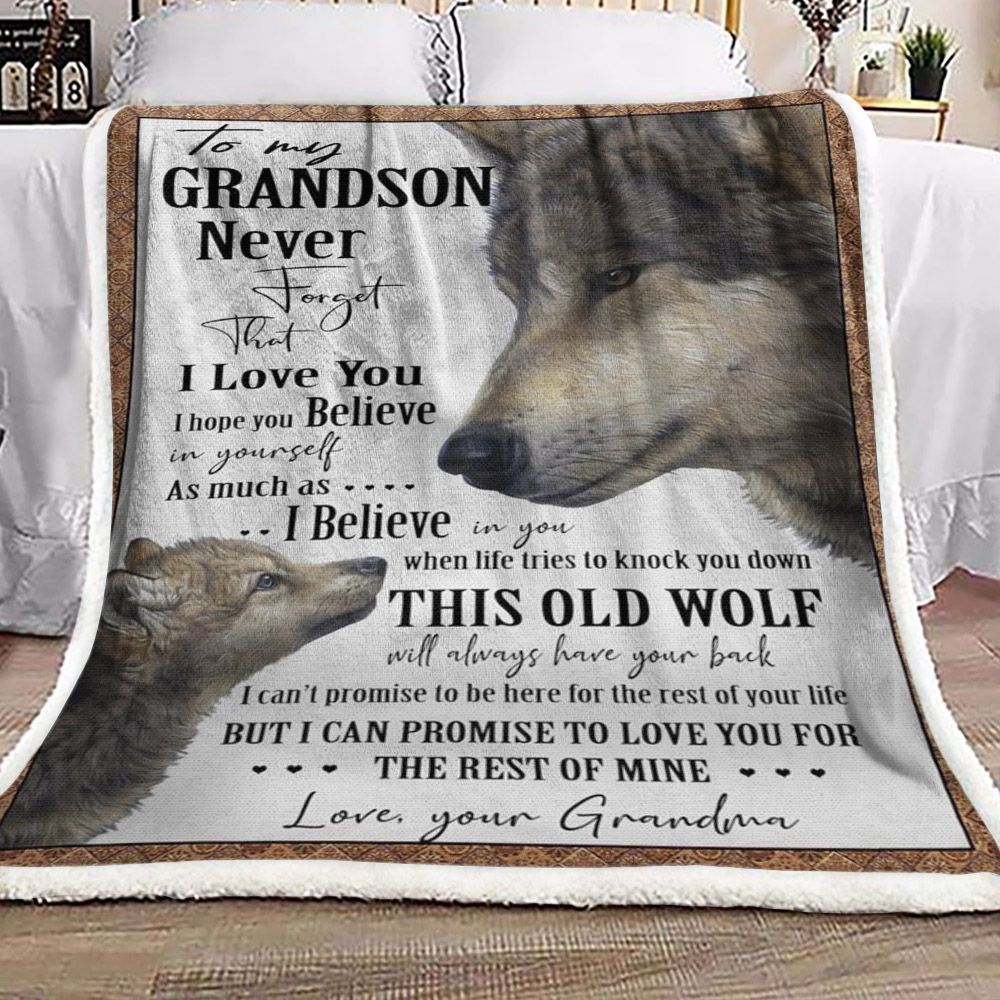 Grandson And Grandma Wolf Sherpa Fleece Blanket