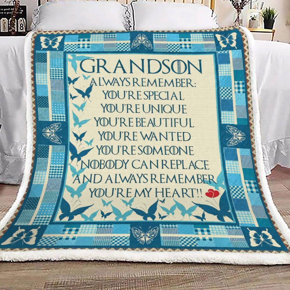 Grandson Butterfly Sherpa Fleece Blanket