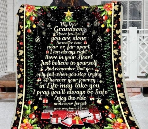 Grandson Christmas Tree Sherpa Fleece Blanket