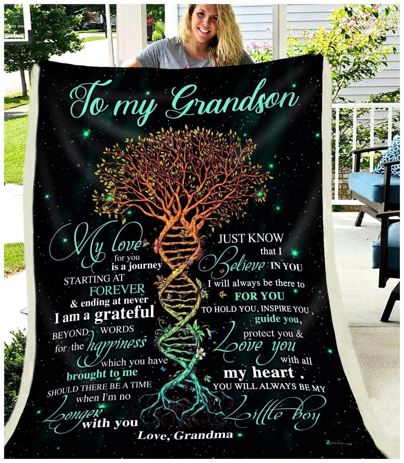 Grandson Grandma My Love For You Is A Journey Sherpa Fleece Blanket