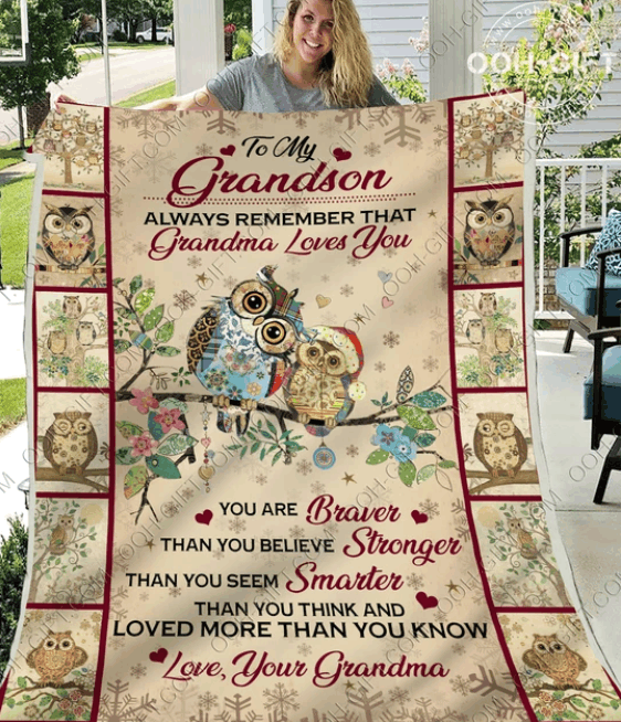 Grandson Owl Sherpa Fleece Blanket