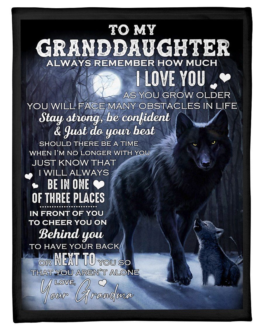 Grandson’s Gift From Grandma Wolf Remember How Much I Love You Fleece Blanket Fleece Blanket