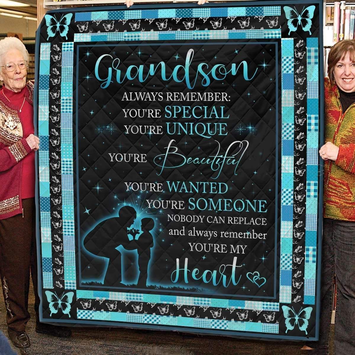 Grandson You’re Special Unique And Beautiful Fleece Blanket Your’re My Heart
