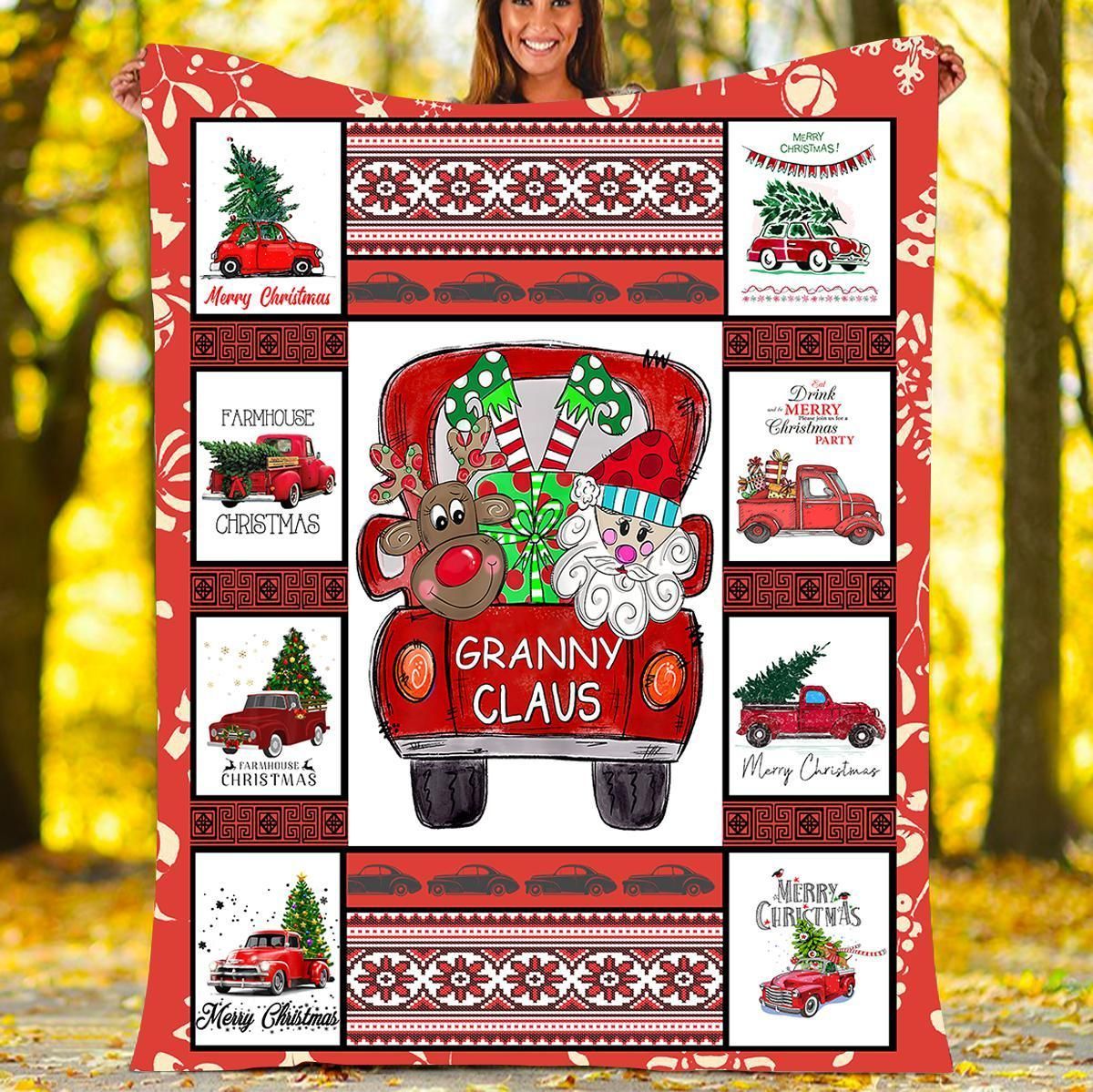 Granny Claus Christmas Sherpa Fleece Blanket