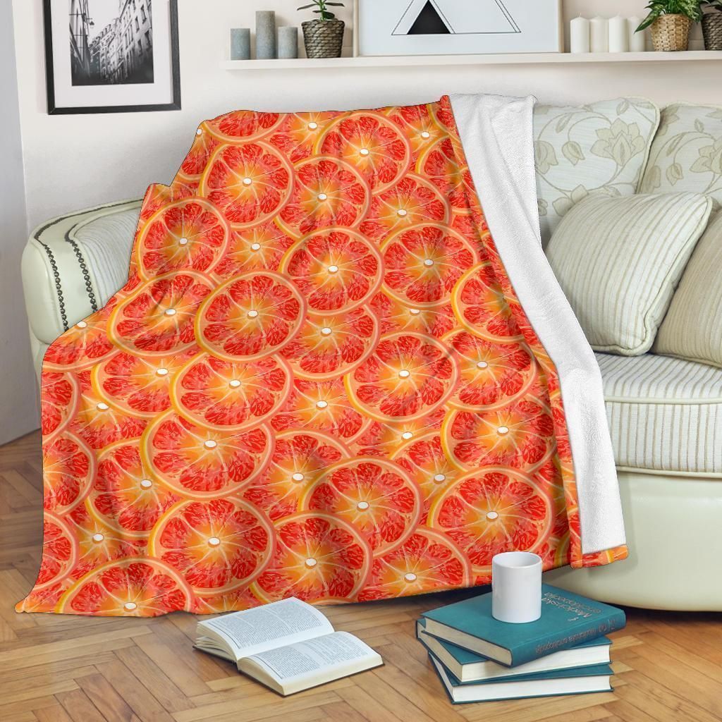 Grapefruit Pattern Print Design Orange Soft Fleece Blanket