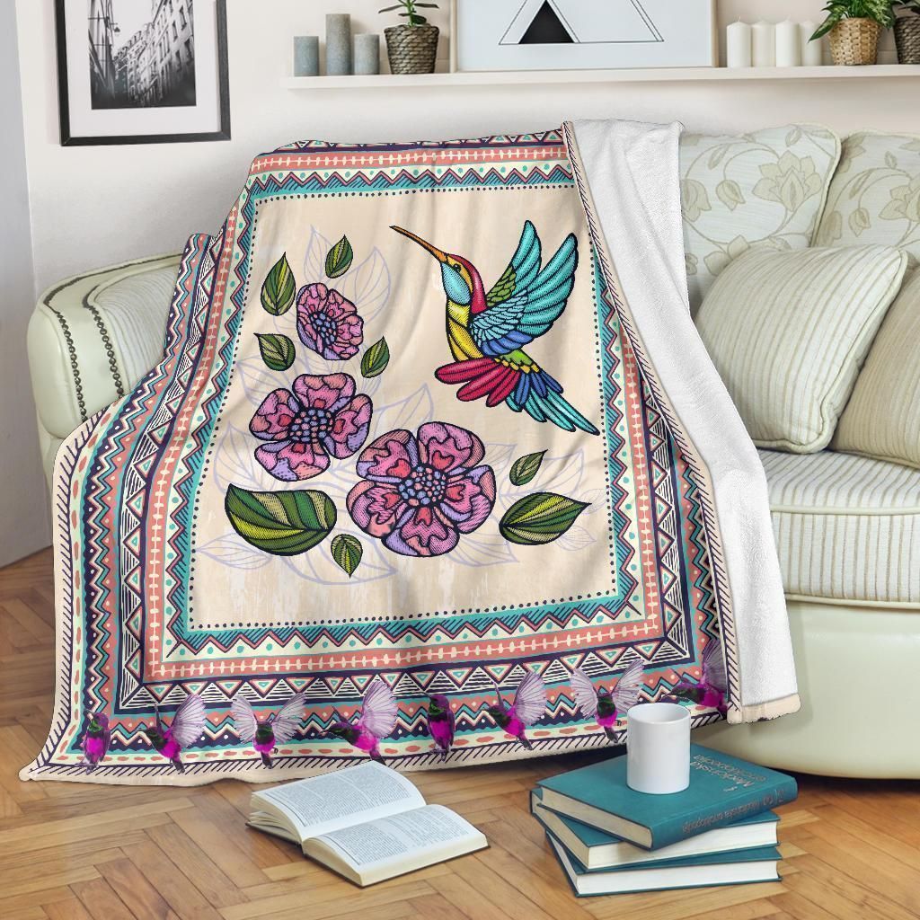Graphic Art Hummingbird Fleece Blanket Gift For Bird Lover
