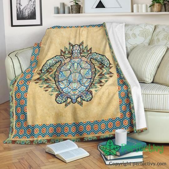 Graphic Art Turtle Sherpa Fleece Blanket