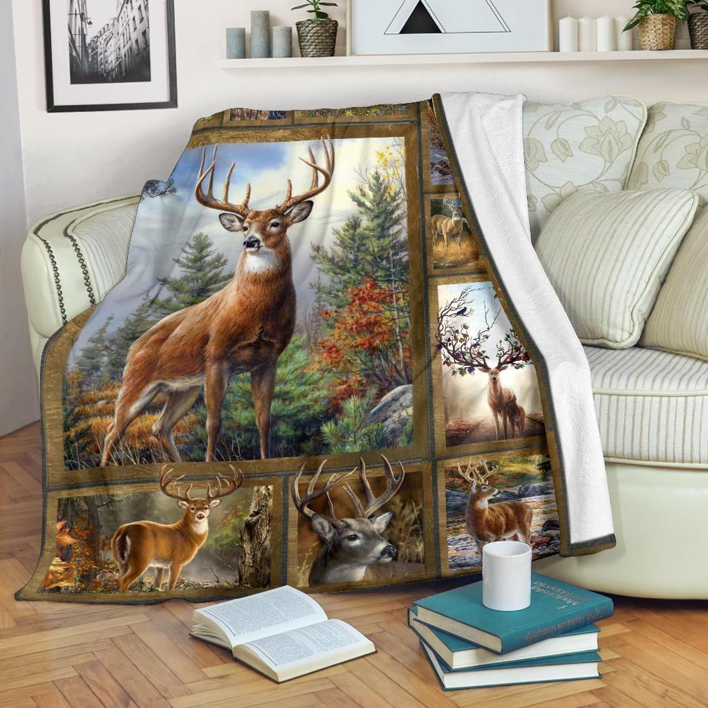 Graphic Deer Fleece Blanket Gift For Hunting Lover