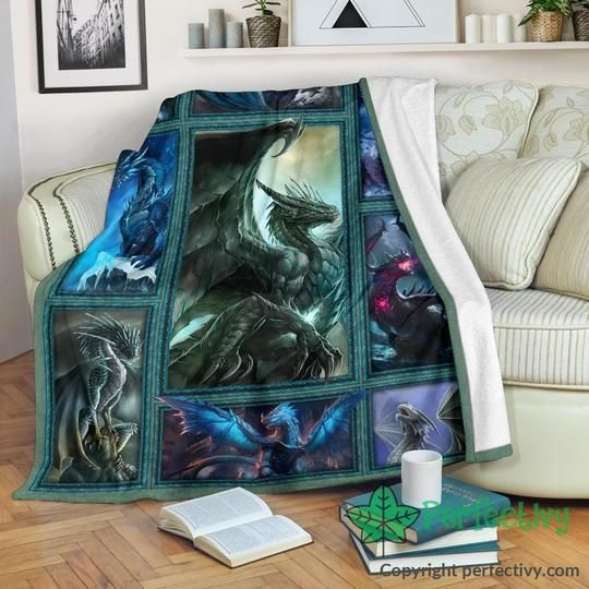 Graphic Dragon Sherpa Fleece Blanket