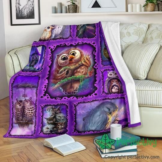 Graphic Owl Sherpa Fleece Blanket