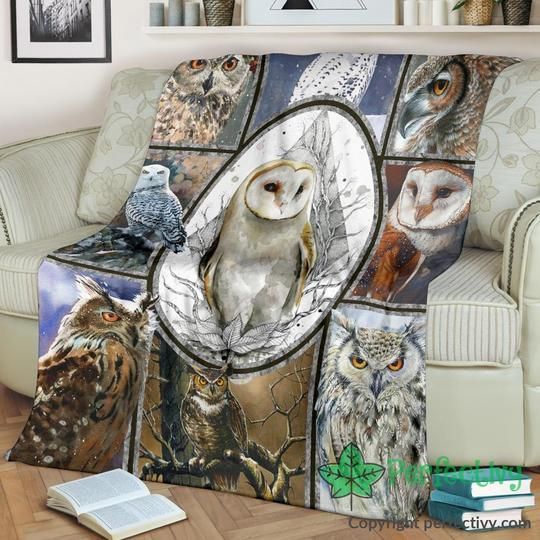 Graphic Owls Sherpa Fleece Blanket