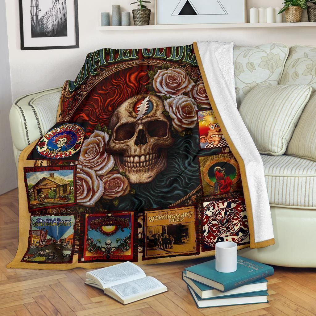 Grateful Dead Skull Floral Fleece Blanket Gift Idea For Fans