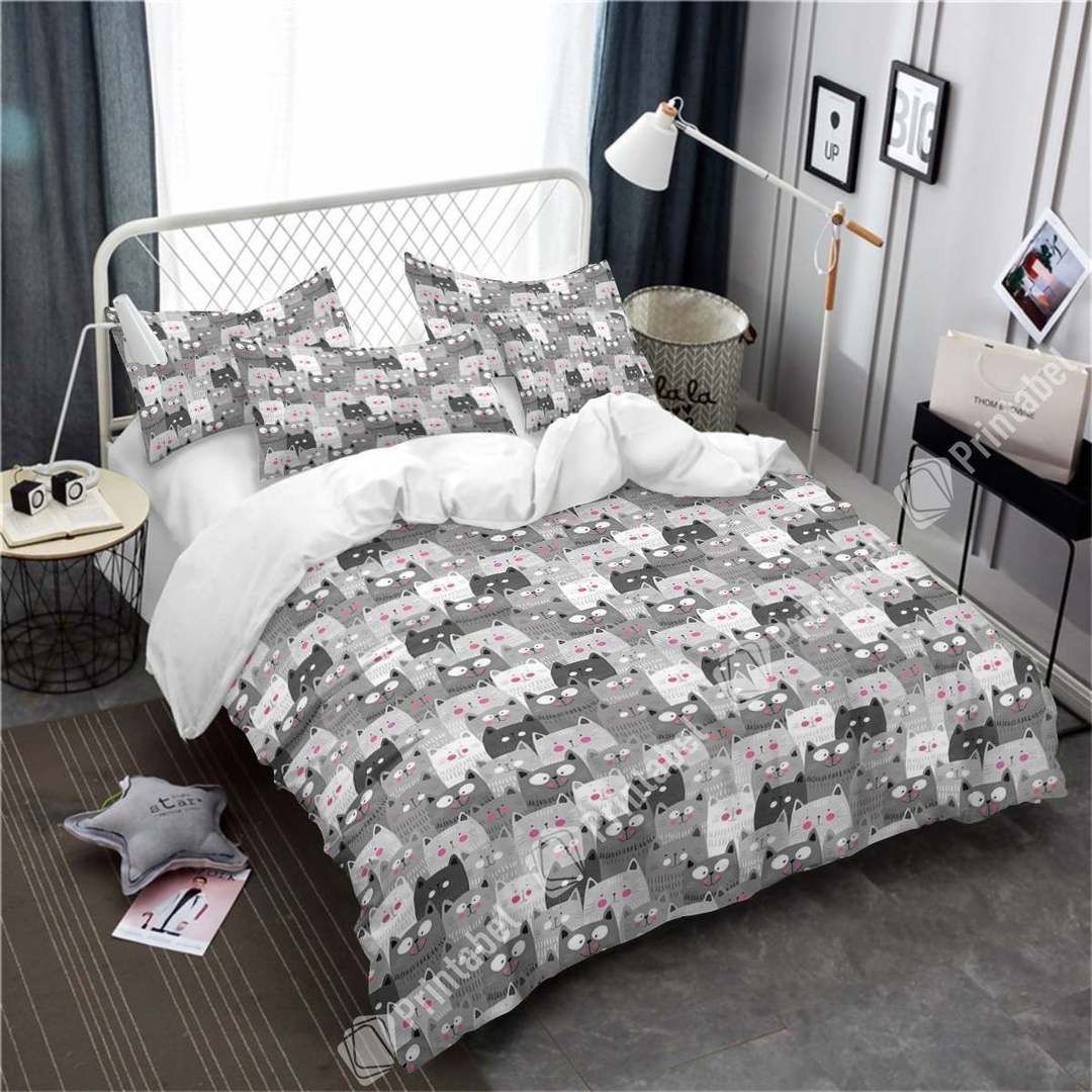 Gray Cats Bedding Set