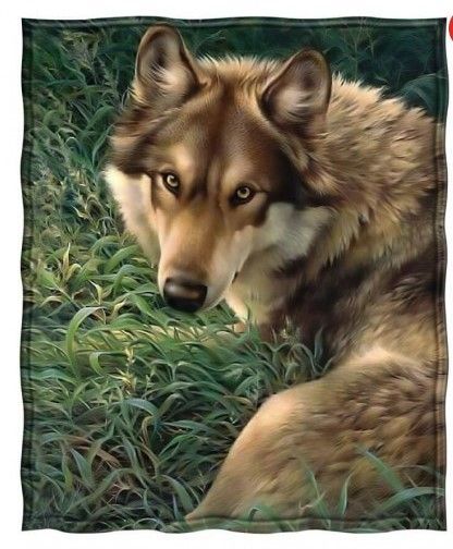 Gray Wolf Sherpa Fleece Blanket