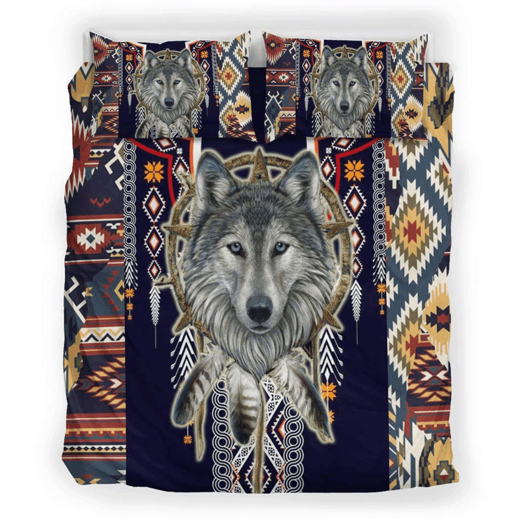 Gray Wolf Face Bedding Set