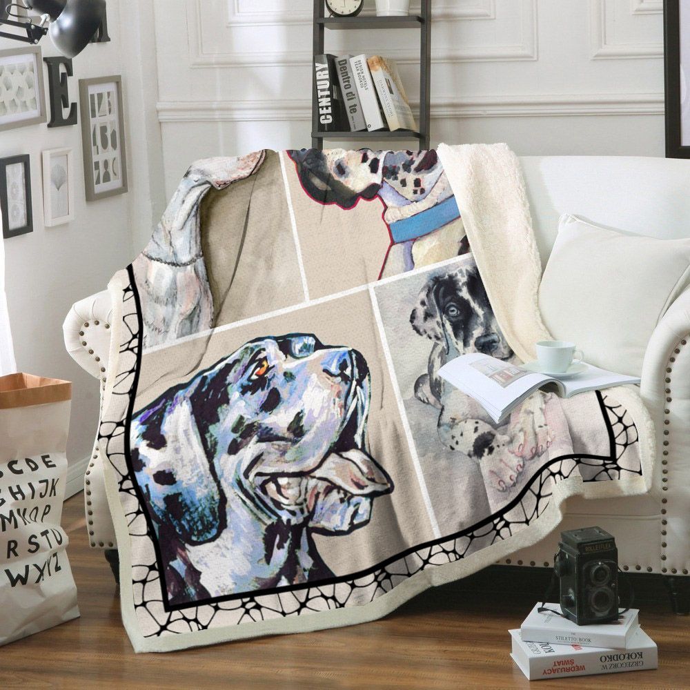 Great Dane Dog Sherpa Fleece Blanket