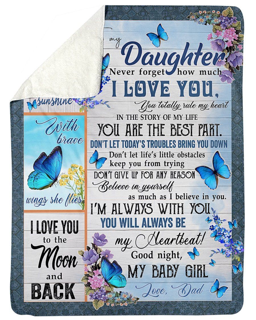 Great Gift For Daughter You’ll Always Be My Heartbeat Fleece Blanket Sherpa Blanket