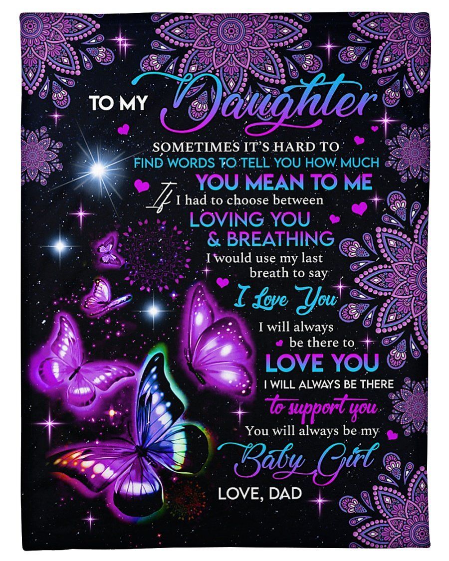 Great Gift For Daughter You Mean The World To Me Fleece Blanket Fleece Blanket