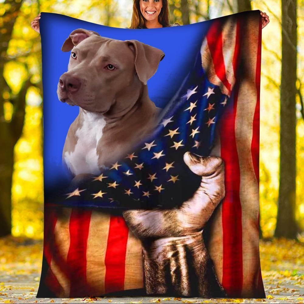 Great Gift For Dog Lovers With American Flag Fleece Blanket