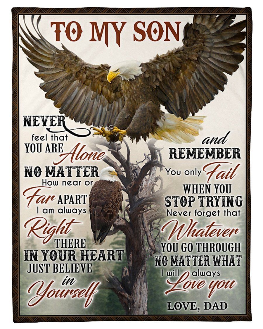 Great Gift For Son This Eagle Will Always Have Your Back Fleece Blanket Fleece Blanket