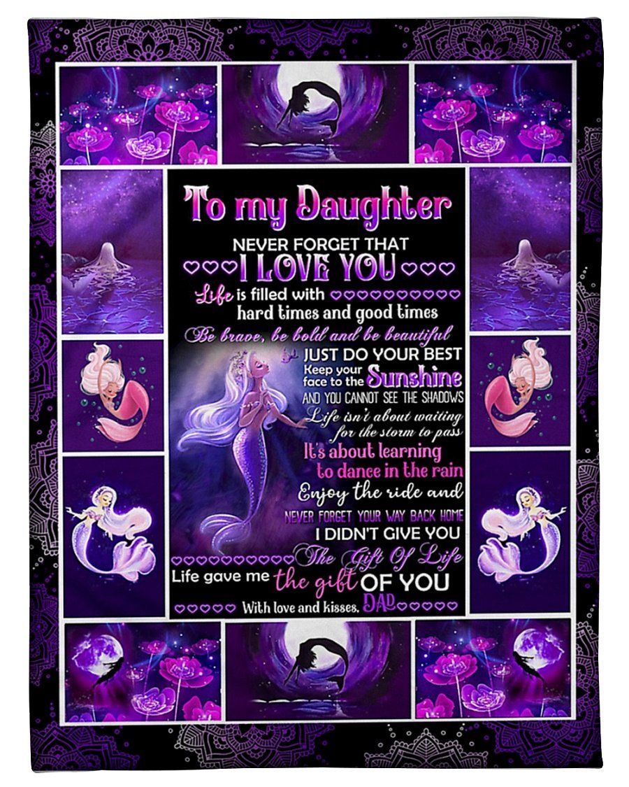 Great Gift Mermaid I Love You Fleece Blanket To Daughter Fleece Blanket