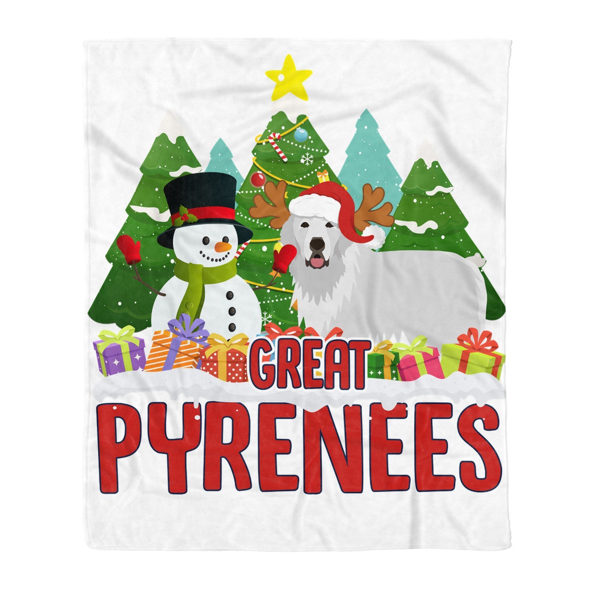 Great Pyrenees Snowman Christmas Sherpa Fleece Blanket