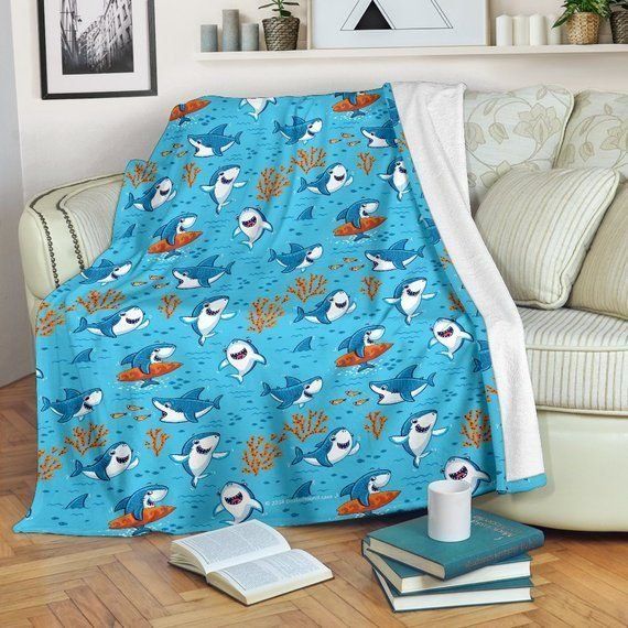 Great White Shark Sherpa Fleece Blanket