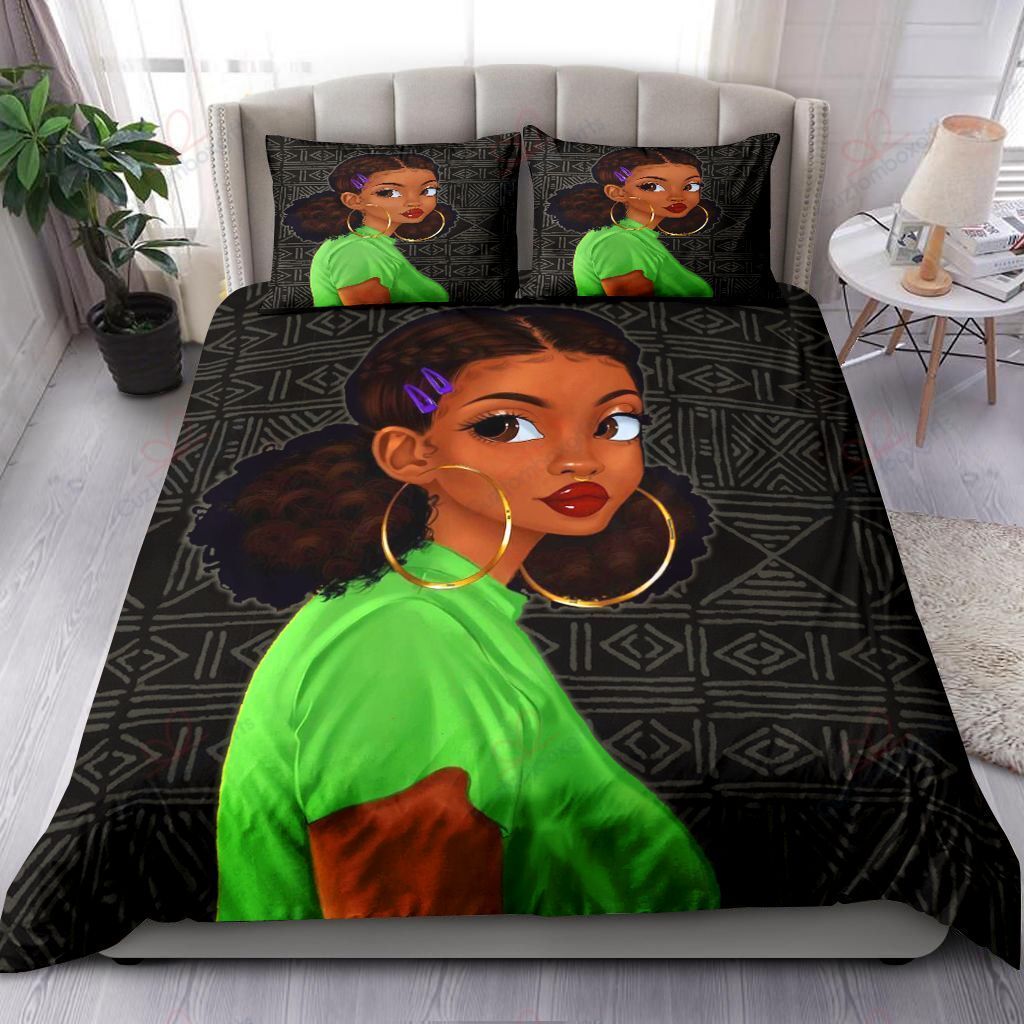 Green African Girl Bedding Set