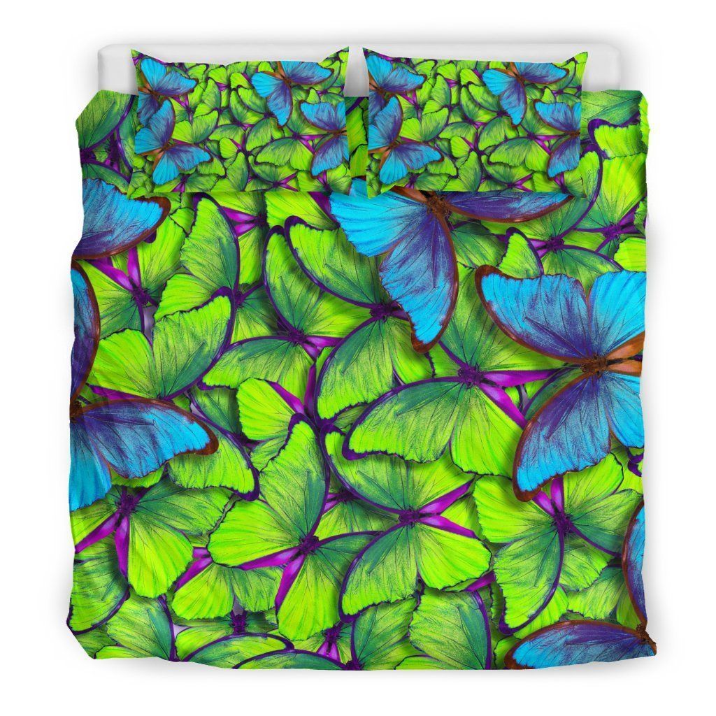 Green Blue Butterfly Bedding Set