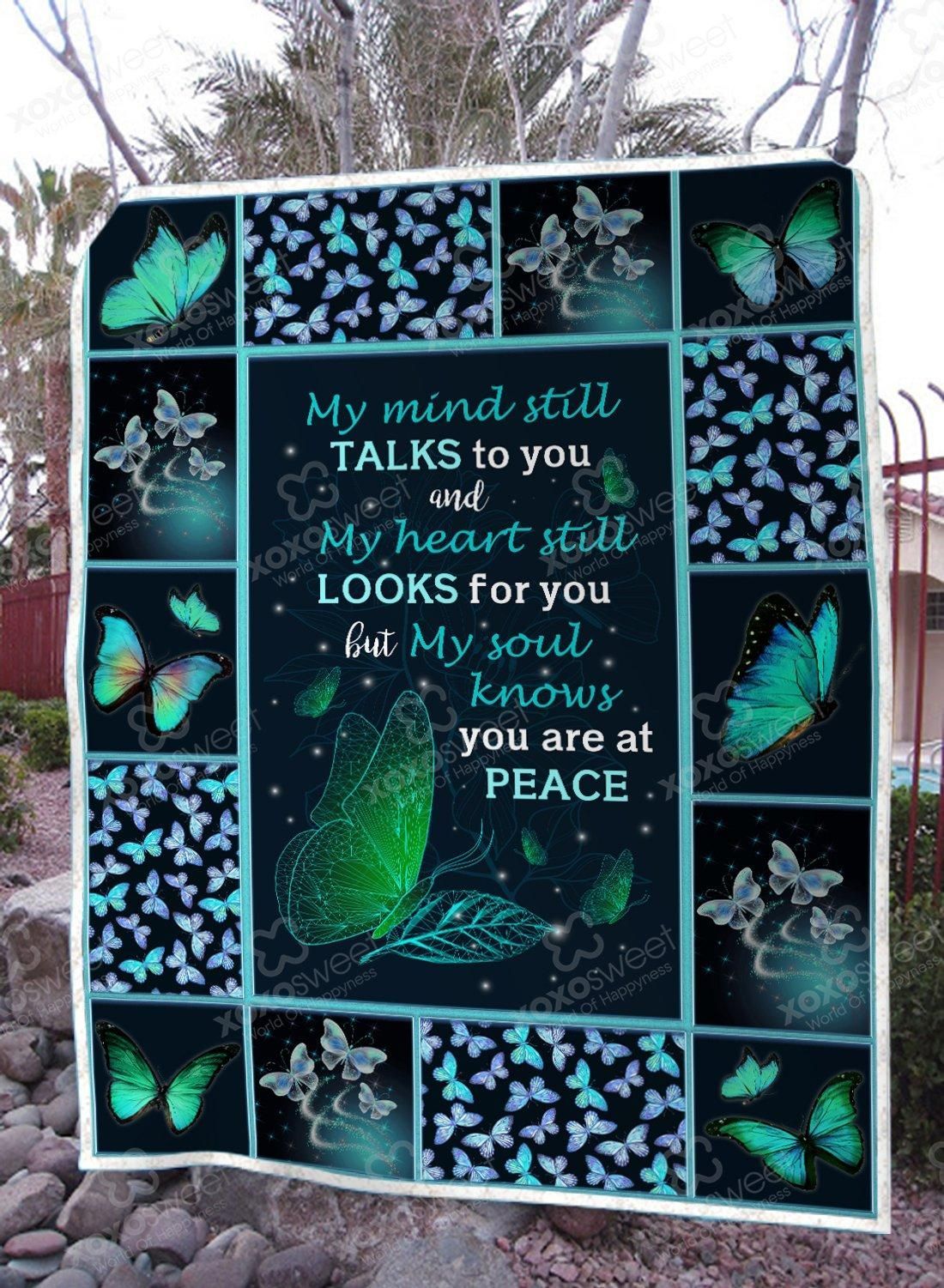 Green Butterfly Sherpa Fleece Blanket