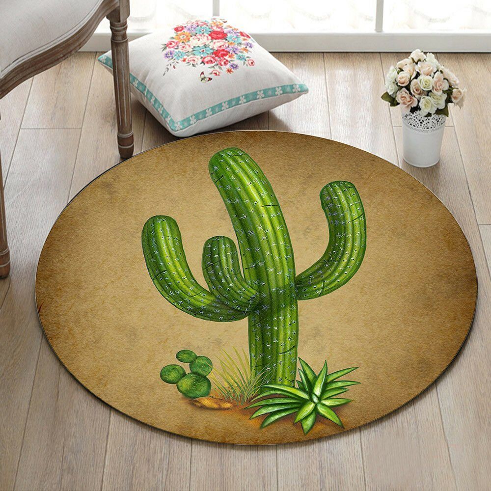 Green Cactus Round Carpet