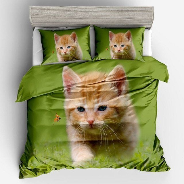 Green Cat Bedding Set