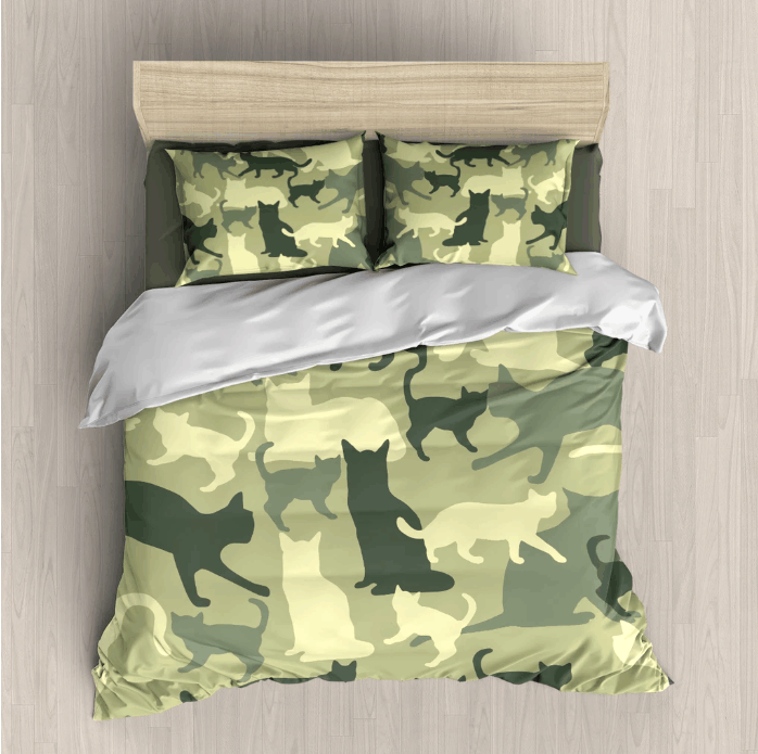 Green Cat Bedding Set