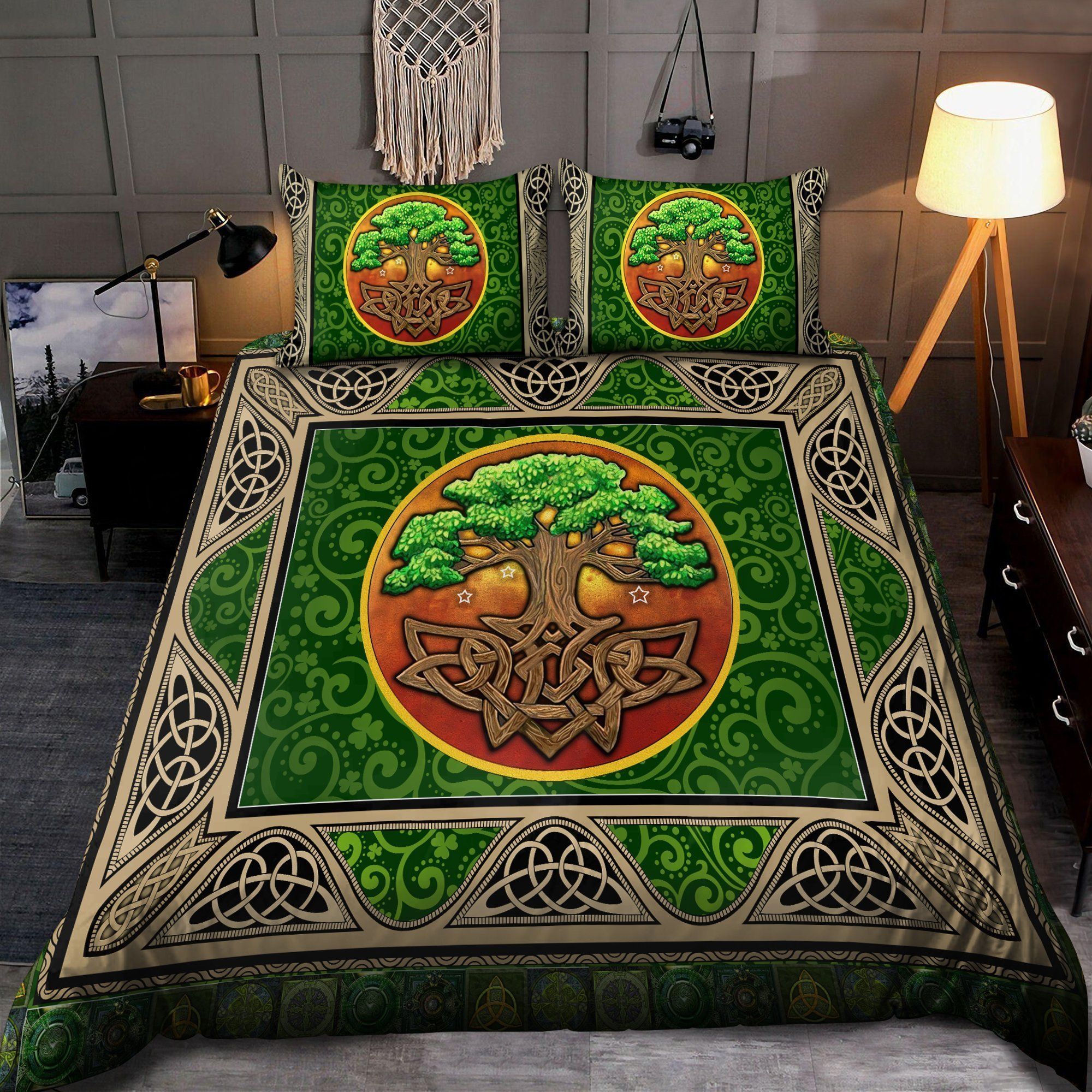 Green Celtic Tree Of Life St Patrick’s Day Bedding Set