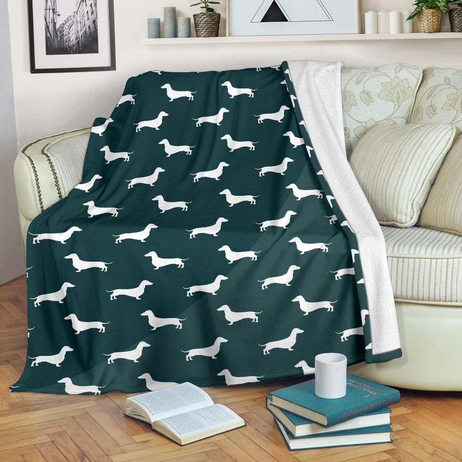 Green Dachshund Sherpa Fleece Blanket