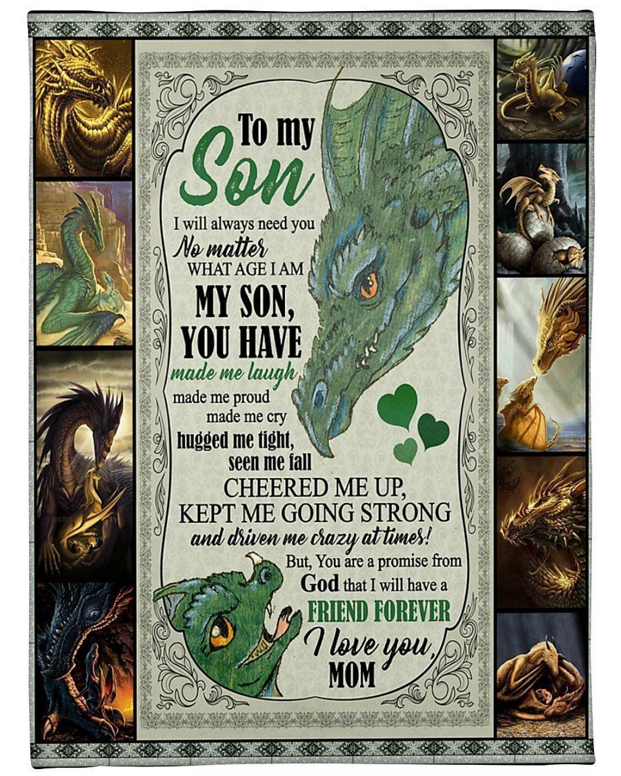 Green Dragon To My Son Kept Me Going Strong Fleece Blanket