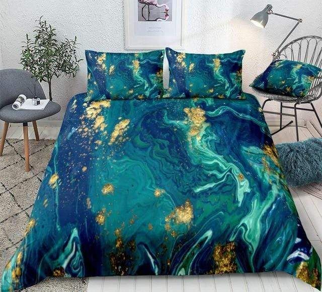 Green Emerald Marble Bedding Set