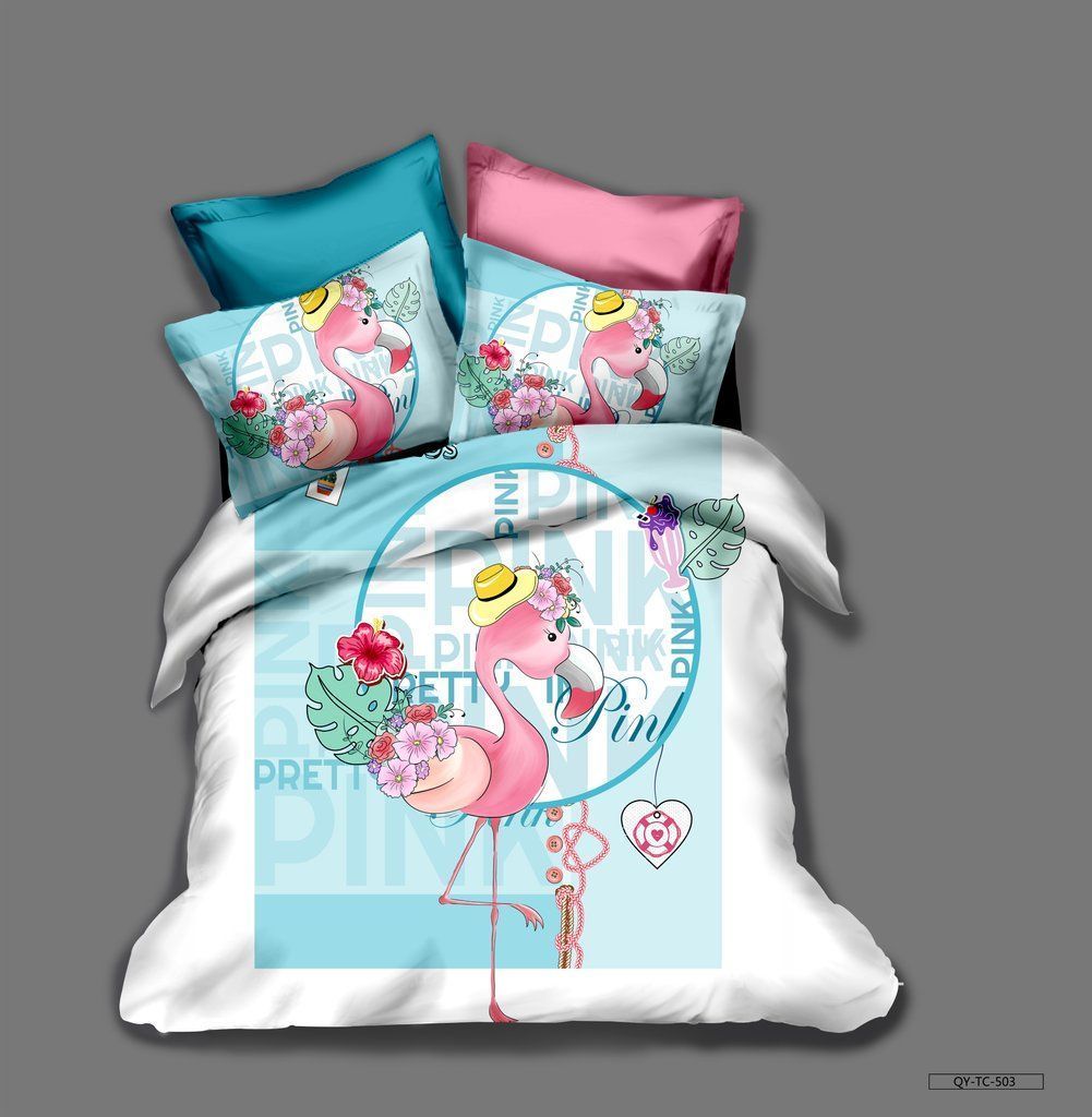 Green Flamingo Bedding Set