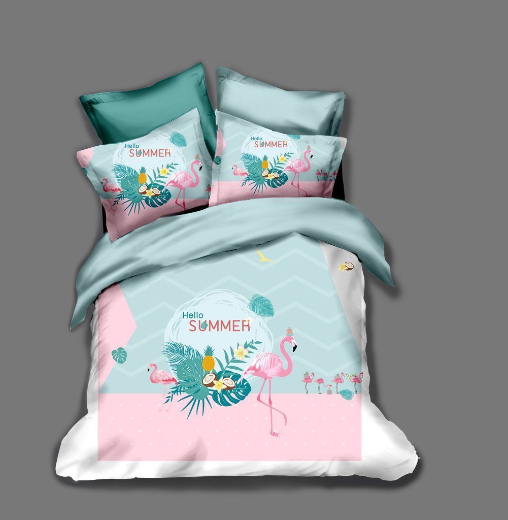 Green Flamingo Bedding Set