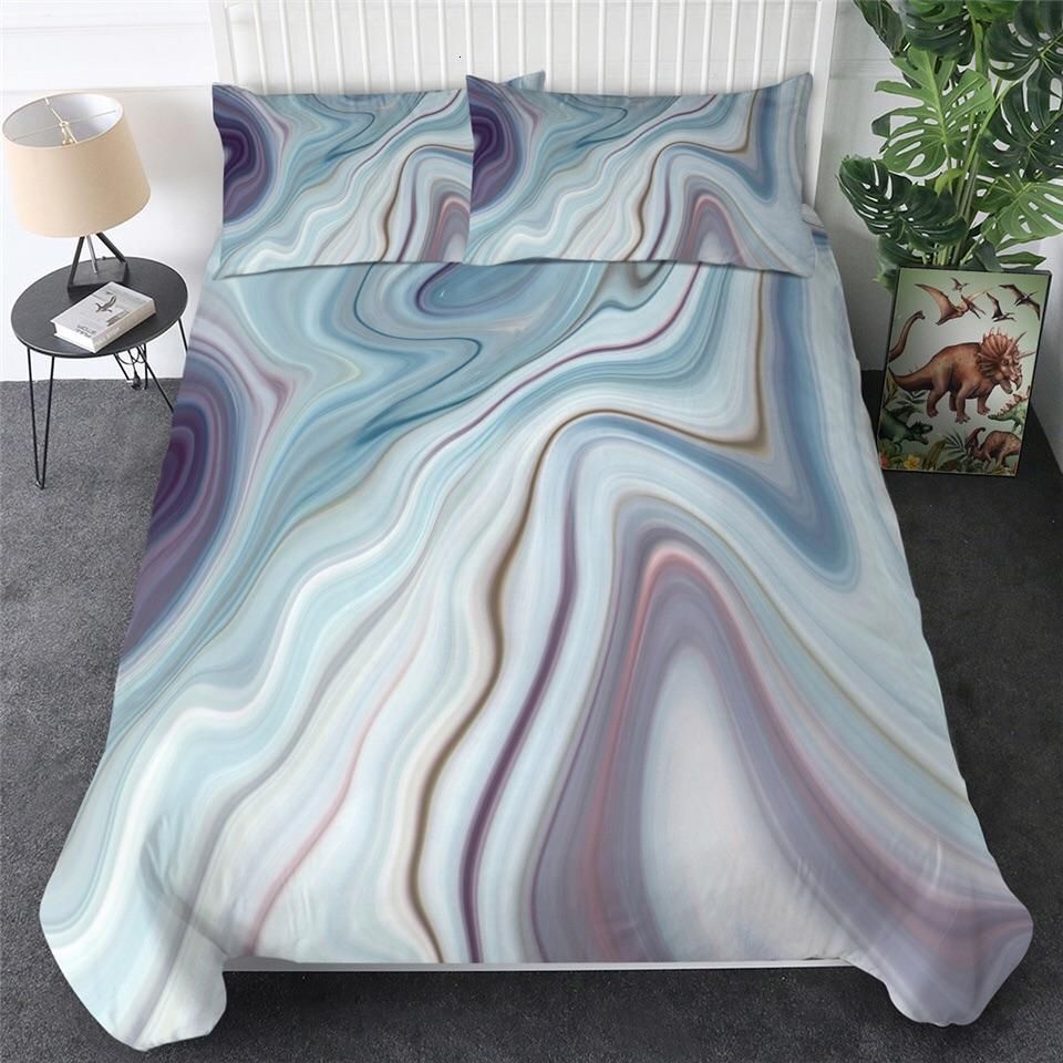 Green Grey Marbling Bedding Set