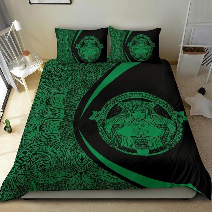 Green Hawaii Polynesian Pele Kanaka Bedding Set