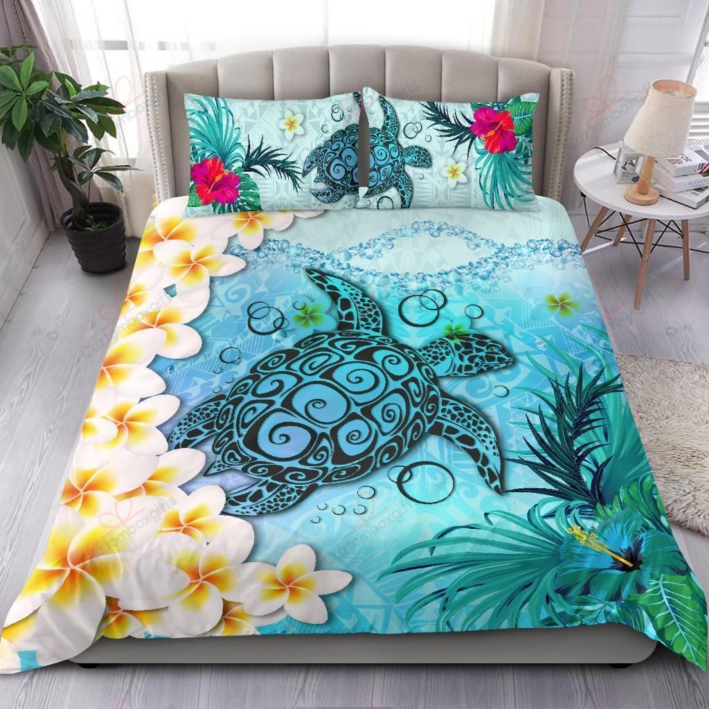 Green Hibiscus Turtle Bedding Set