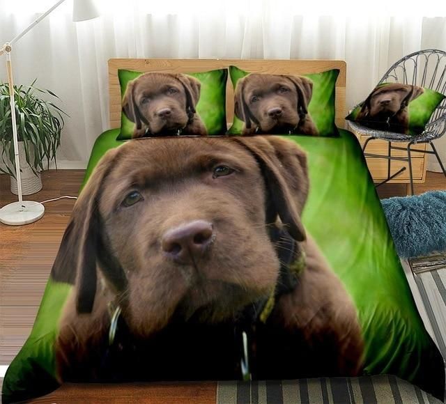 Green Labrador Face Bedding Set