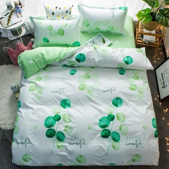 Green Leaves 3d Printed Bedding Set