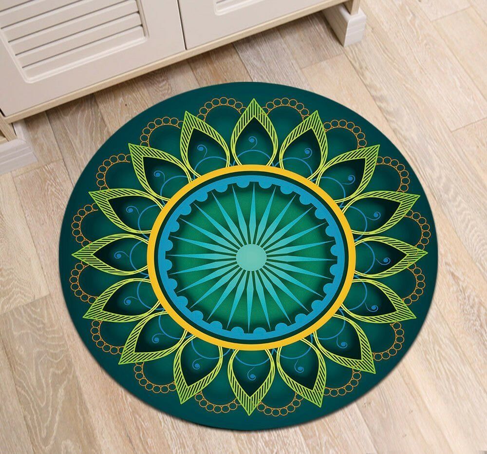 Green Mandala Round Carpet