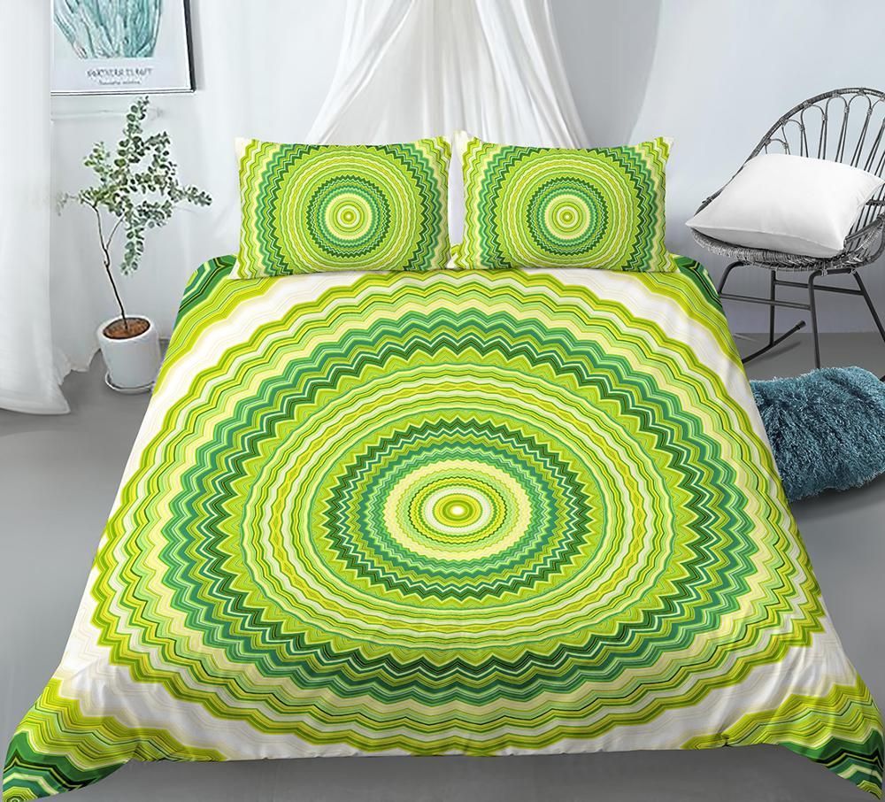 Green Mandala Wheel Bedding Set