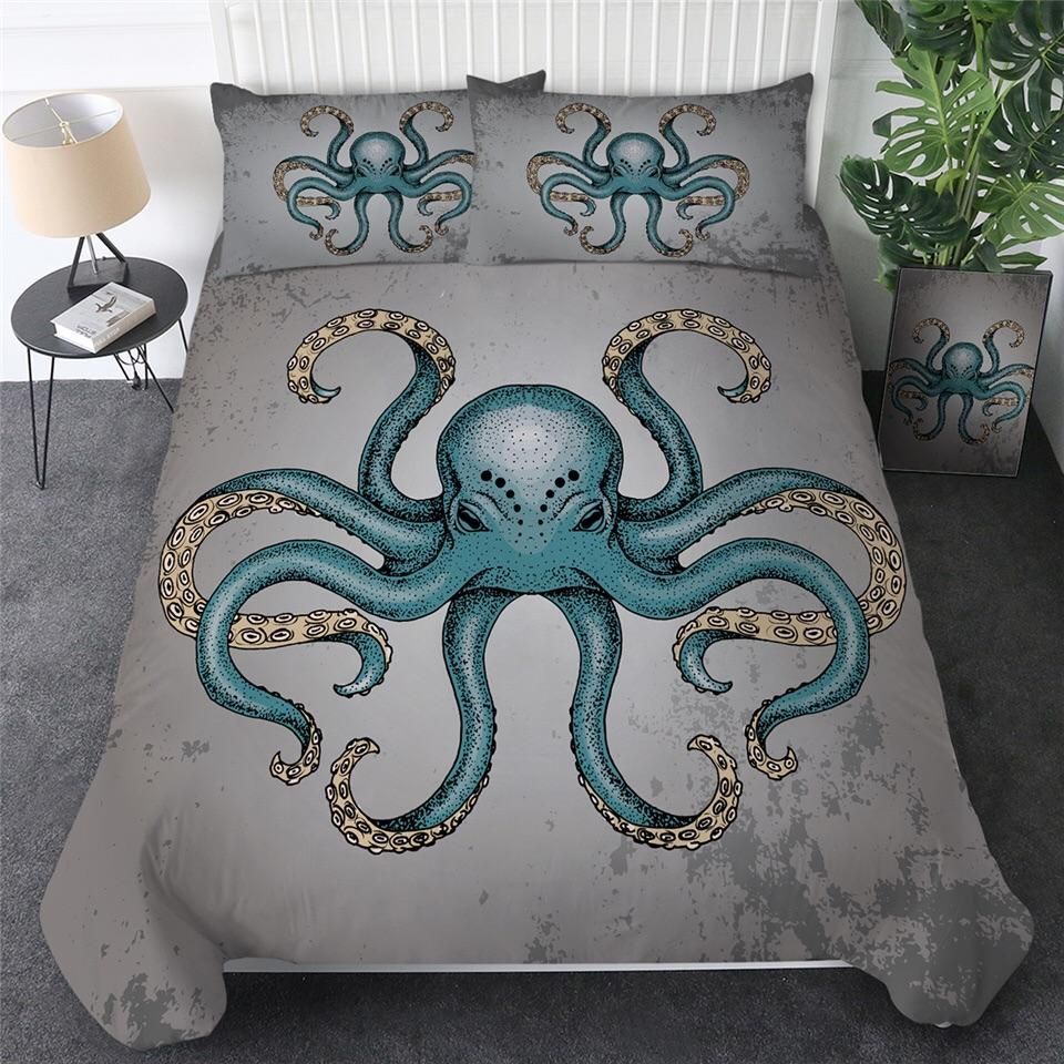 Green Octopus Bedding Set