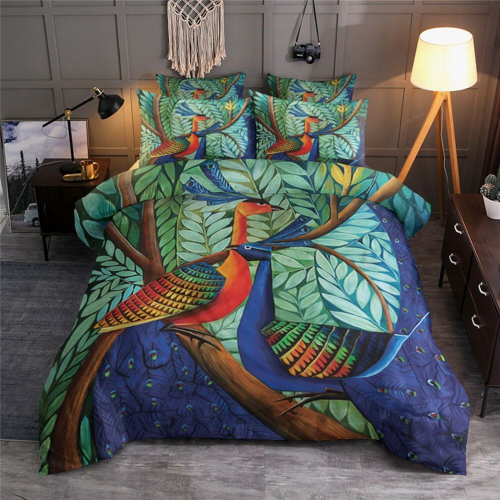 Green Peafowl Bedding Set
