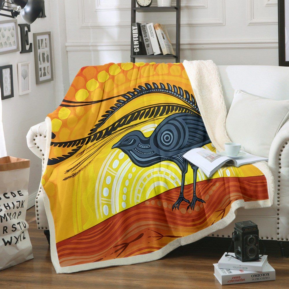 Green Peafowl Sherpa Fleece Blanket