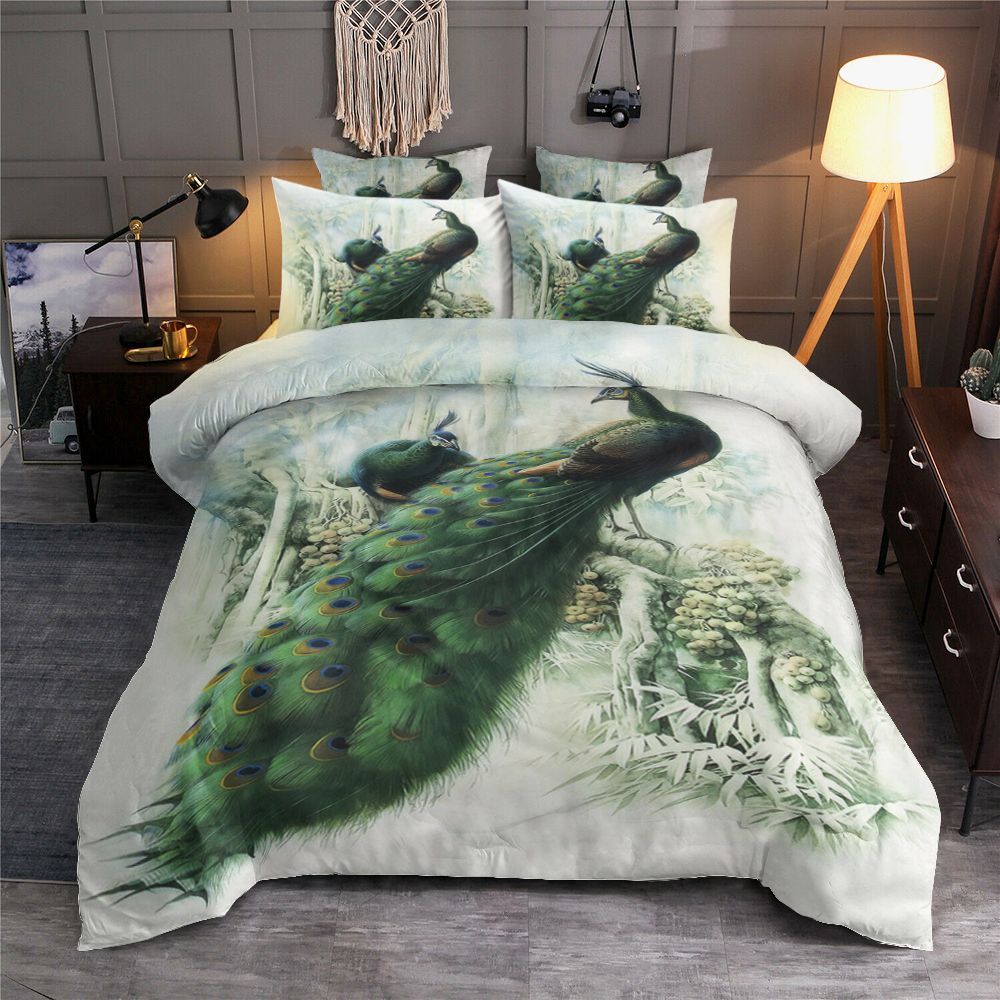 Green Peafowl Bedding Set